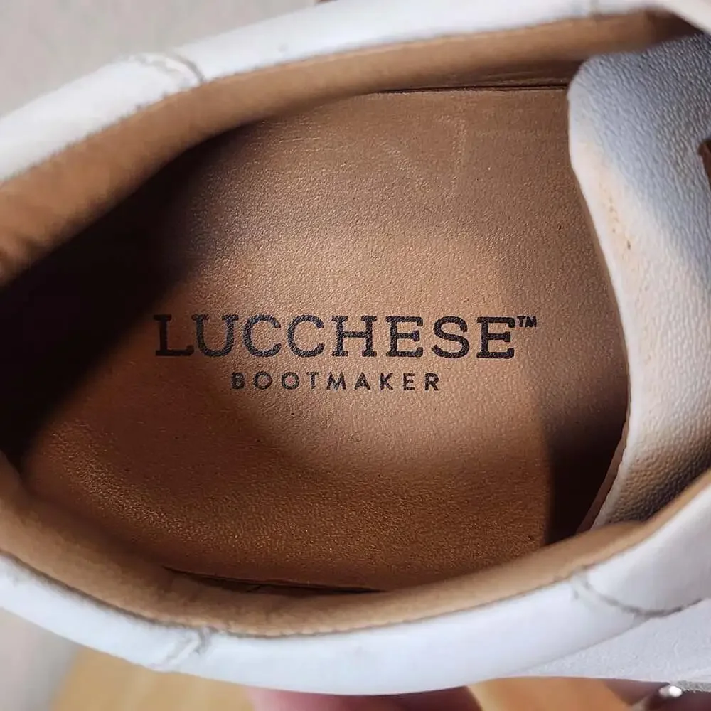 Lucchese 62013 Shoes Womens Size 9 White Leather Handcrafted Low Top Sneakers